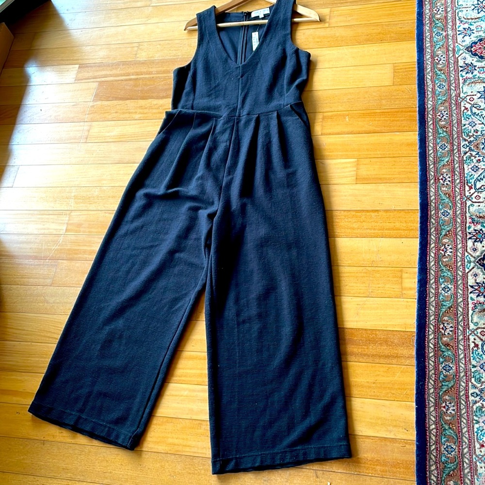Sleeveless jumpsuit wide leg slight crop Madewell Texture and Thread line